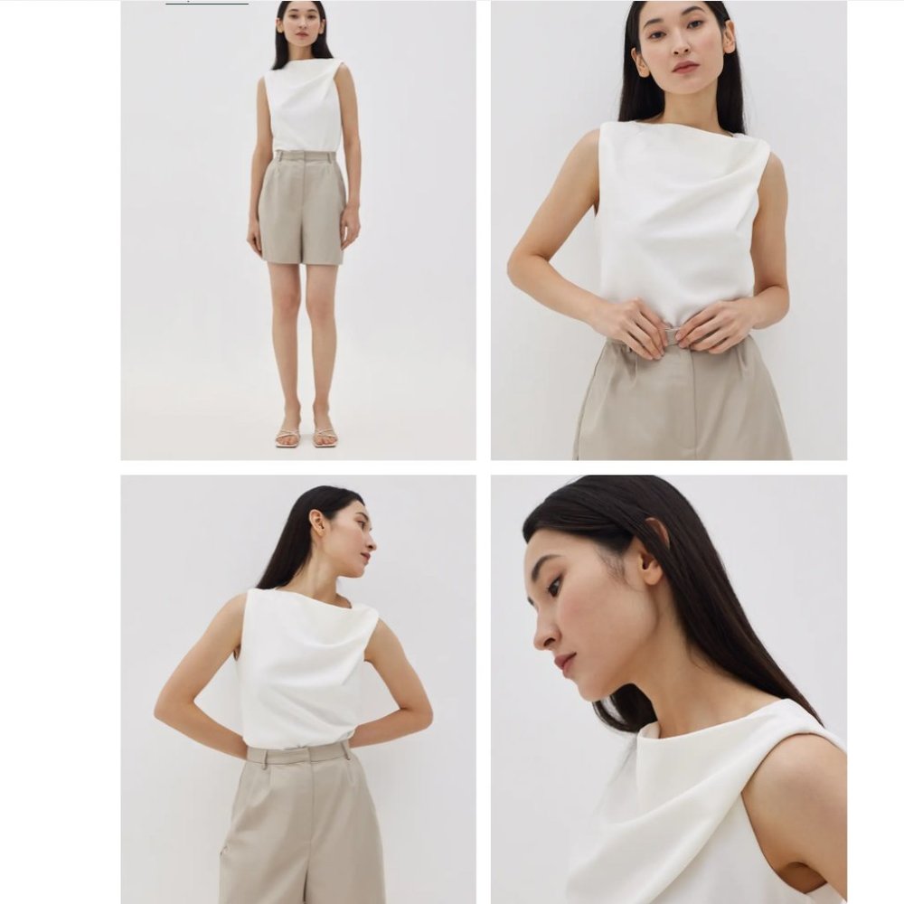 LOVE BONITO Lindea Drape Shell Top Black